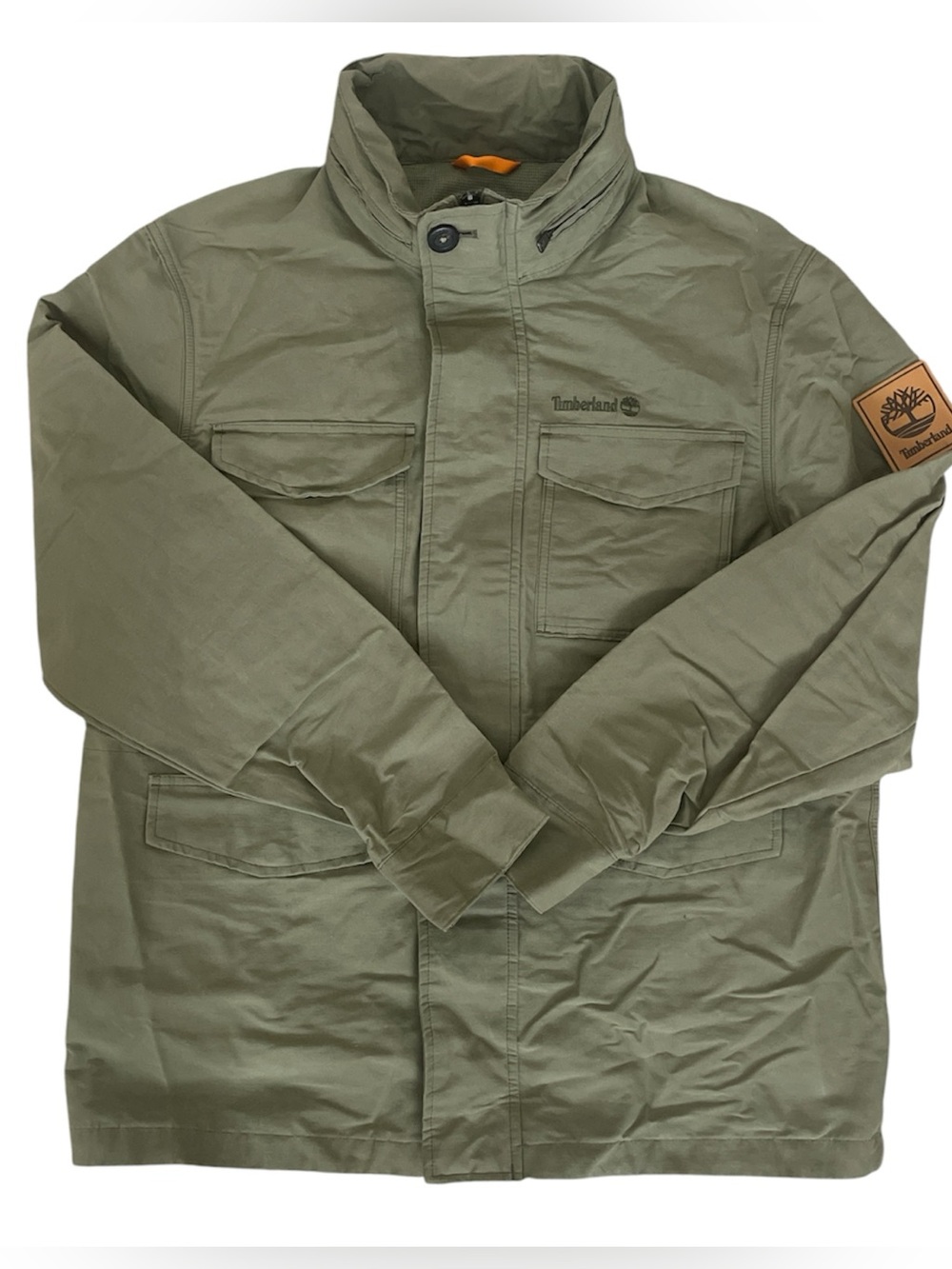 Timberland Green Military Jacket Hidden Hoodie Drawstring Waist Size Large NWT